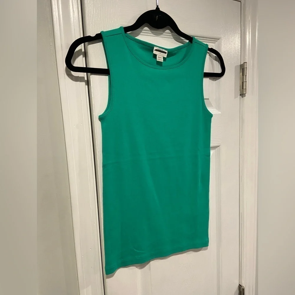 NWOT J. Crew Size XXS Green Mid Weight Scoop Neck Knit Cotton Tank Top